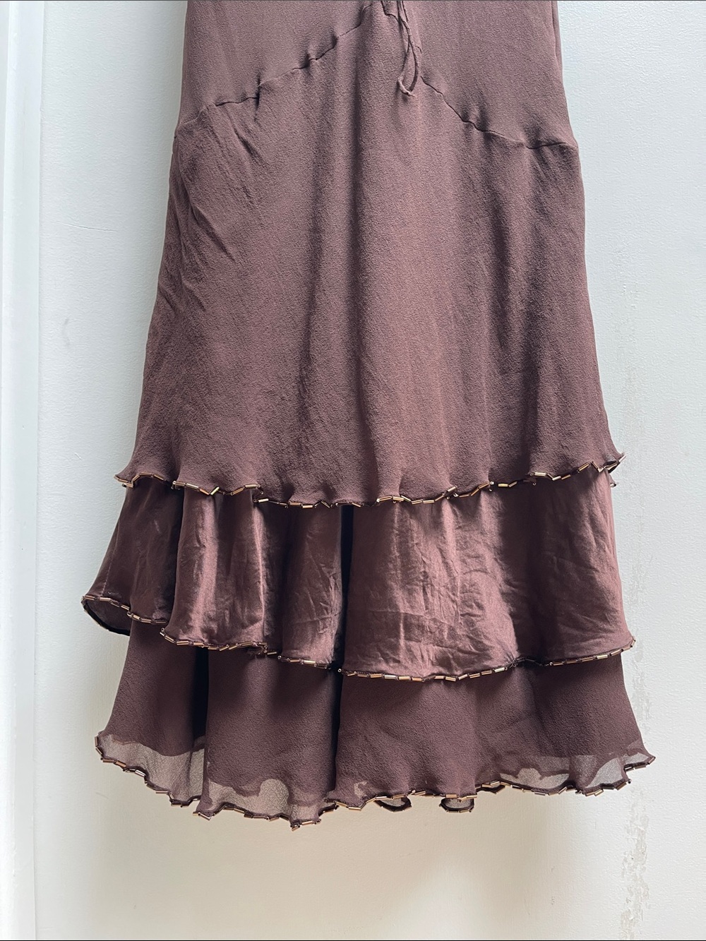 Signature by Robbie Bee Chocolate Brown V-Neck Tiered Ruffle Chemise - Picture 7 of 8